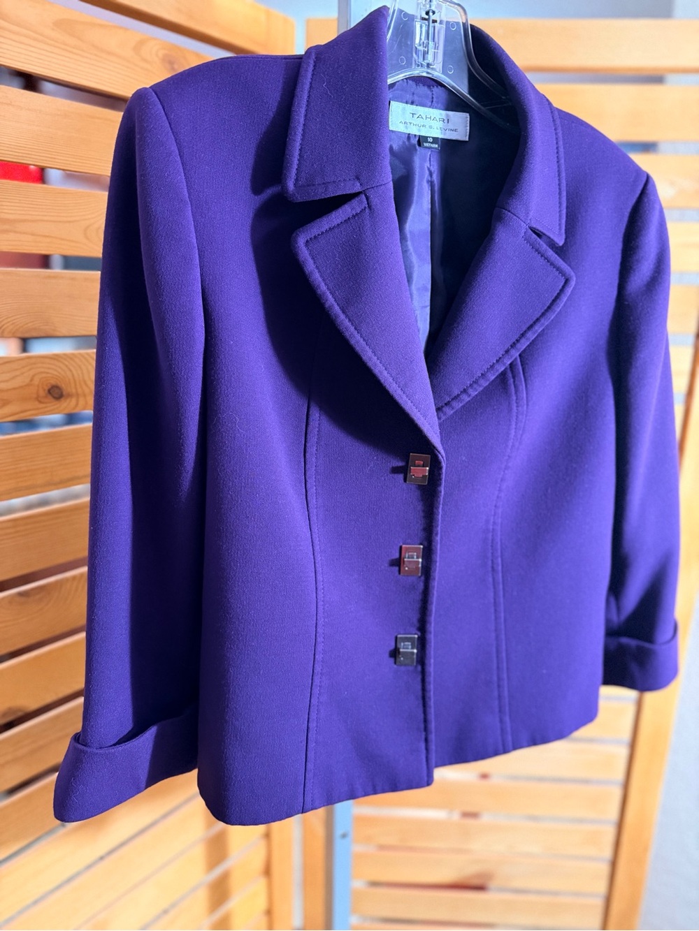 Tahari Purple Tailored Cropped Blazer - Picture 2 of 10